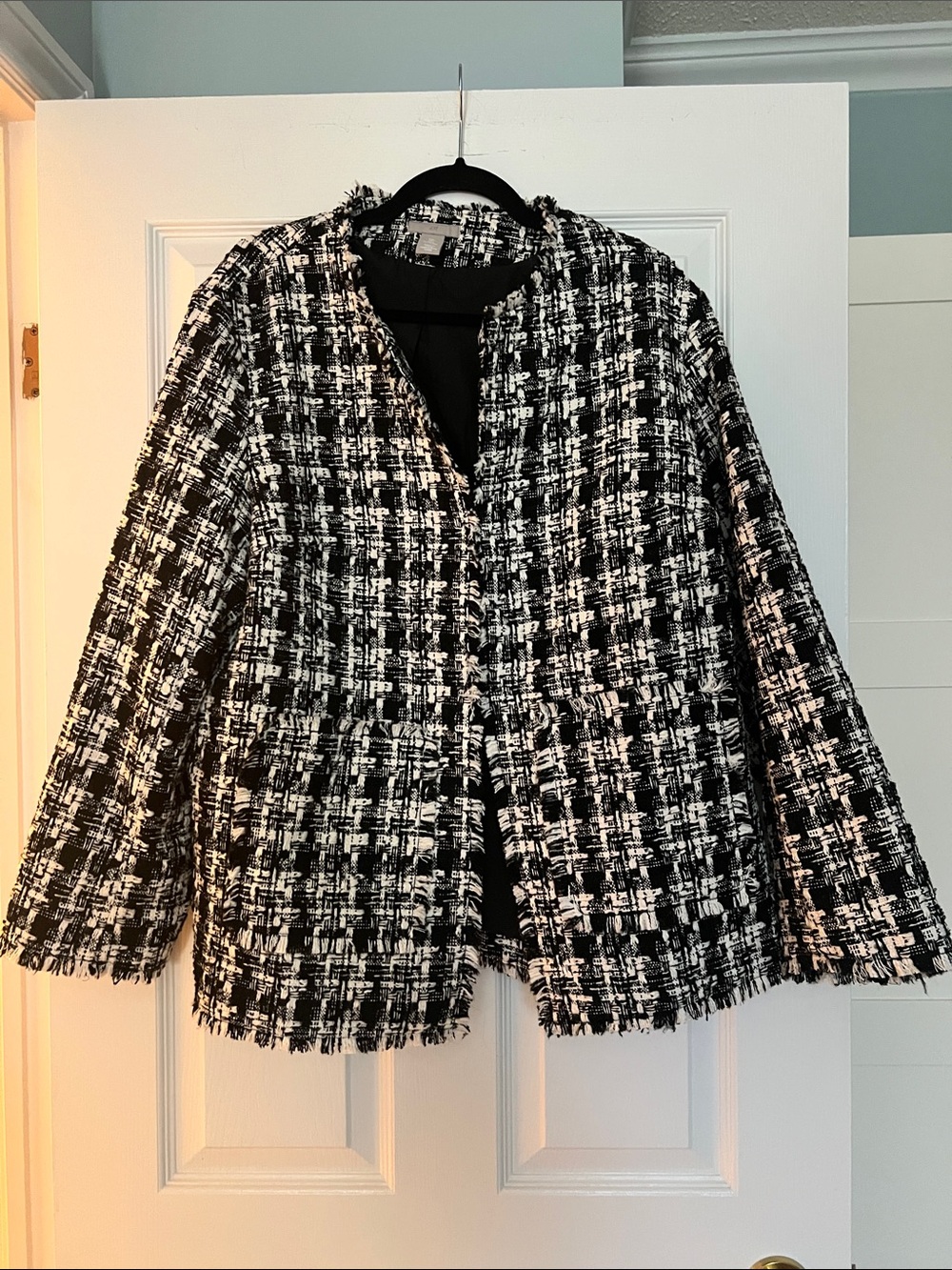 H&M Black and White Tweed Blazer Jacket